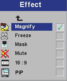 1 Select Magnify to zoom in on part of the image (default Effect setting).