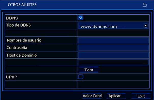 com Menú principal -> Red -> Otras Configuraciones 1 2 3 4 Activamos DDNS y seleccionamos el tipo de DDNS. Varios servidores DDNS disponibles.