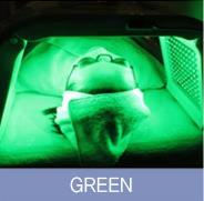 Luz Verde Longitud de onda: 532m,. Profundidad de penetración: 0,5-2mm. Reduce y calma la piel enrojecida o irritada. Indicado en el tratamiento de la rosácea.