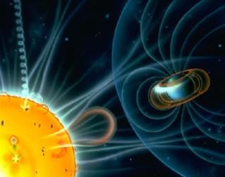El campo magnético terrestre se extiende desde el núcleo interno de la Tierra hasta el límite en el que se
