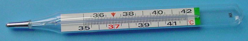 Verificación de termómetros clínicos Examen externo: tipos: vástago sólido escala encubierta escala y numeración: unidad grado