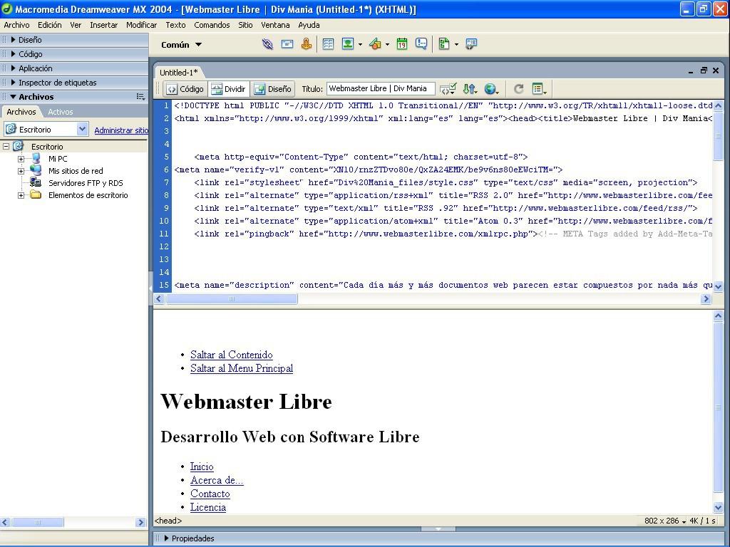 Herramientas de Desarrollo Editores de Código (X)HTML Editores Gráficos Windows: DreamWeaver,
