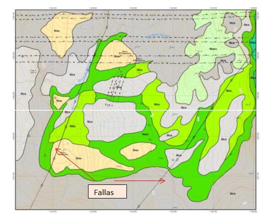Figura 3. Tomado del mapa de Formaciones superficiales en el área de influencia del sector de Miraflores. Servicio Geológico Colombiano, 2012.