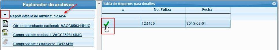 Tipo de archivos Reporte auxiliar de folios : Al abrir un archivo de Reporte auxiliar de folios, podrá