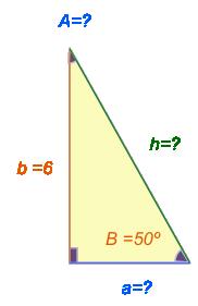Ejemplo 1 Pr el triángulo rectángulo mostrdo en l siguiente figur, determin el vlor de los ángulos A y B. Figur 6. Triángulo del cul se conocen 3 ldos.