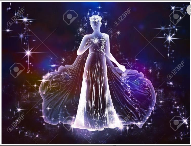 Imagen de la constelación de Virgo "1 Y UNA grande señal apareció en el cielo: una mujer vestida del sol, y la luna debajo de sus pies, y sobre su cabeza una corona de doce estrellas.