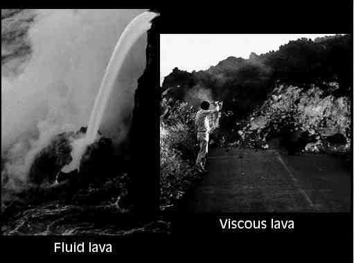 Volcán: Flujos de lava y domos La lava fluida forma flujos largos y delgados sobre las pendientes y la lava aplanada forma lagunas en áreas planas y depresiones topográficas, mientras que la lava