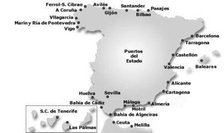 EL MODELO PORTUARIO ESPAÑOL El Sistema Portuario español de titularidad estatal está integrado por 44 puertos de interés general, gestionados por 28 Autoridades Portuarias, cuya coordinación y
