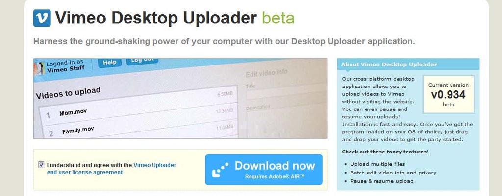 2. A la barra superior, cliqueu Tools i després Desktop Uploader. 3. S obrirà un nou espai.