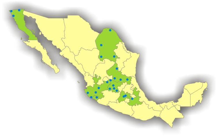 U.A. Baja California U.A. Coahuila U.A. San Luis Potosí U. P. de Aguascalientes U. Guadalajara U.T. León U. Colima U.