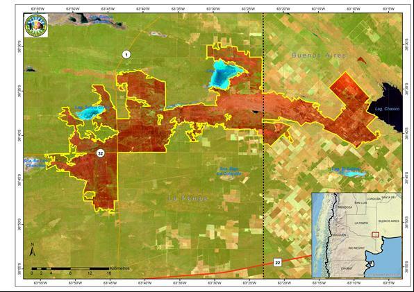 10 Figura 1: mapa del área afectada del incendios Ruta 1 y 32, sobre una imagen Landsat 8 OLI del día 18 de enero de 2015. 2.2. Julia y Echarren.