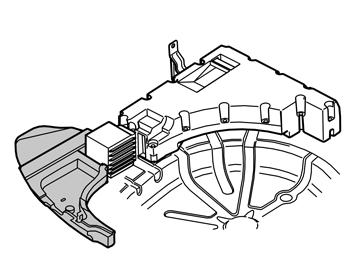 22A Ilustración A Saque del kit el soporte de piso izquierdo, de menor tamaño, y sitúelo en la esquina trasera izquierda del maletero.
