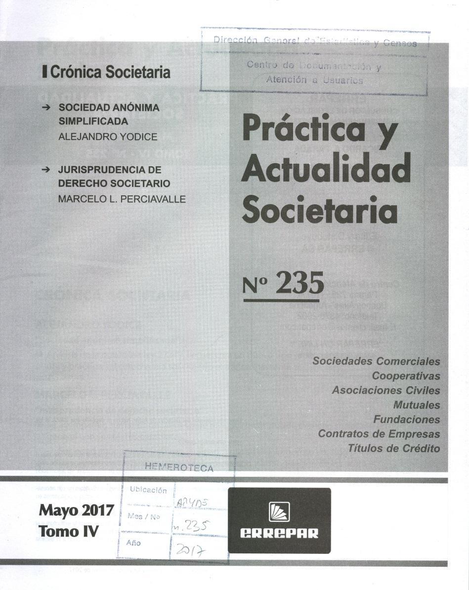 PRÁCTICA Y ACTUALIDAD SOCIETARIA. Nº235.
