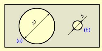 al dibujo de abajo, indica la respuesta la (a) es la cota de un diámetro y la (b) de un radio la (a) es la cota de un radio