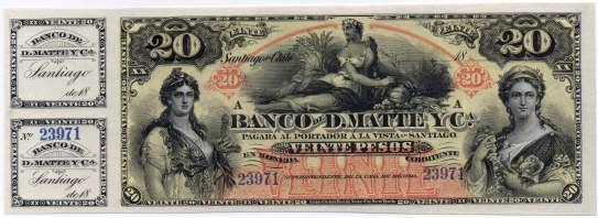 106. Chile. Banco de D. Matte y Ca. 20 Pesos.
