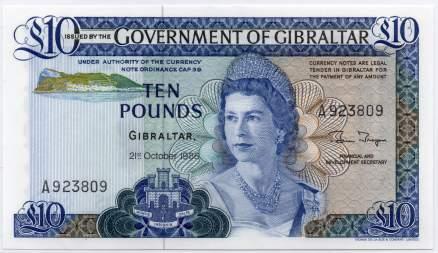 000 108 109 110 109. Gibraltar. 5 Libras. 4.8.1988.