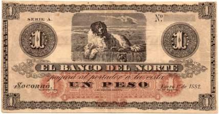 223 224 223. Banco del Norte. 1 Peso. 1.1.1882.
