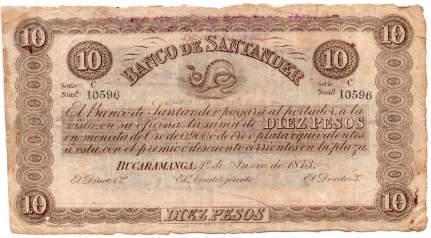 228 (40%) 228. Banco de Santander. 10 Pesos. 1.6.1873.