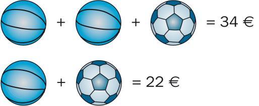 Plantea las ecuaciones correspondientes llamando x al peso de las frutas. 4. Calcula los precios de los balones de fútbol y de baloncesto.