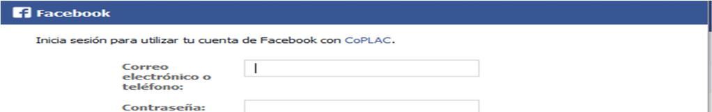 siguiente dirección: http://www.coplac-gprd.org/index.php?lang=es 2. Selecciona la red social que quieres utilizar. Puedes usar Facebook, Twitter, Google o LinkedIn (ver figura 6). Figura 6 3.