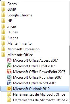Microsoft Outlook 2010 Paso 1.