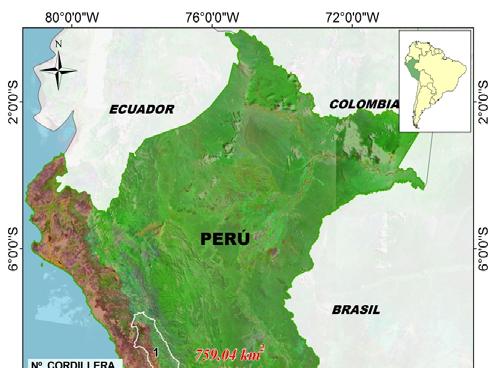 Distribución de las 19 Cordilleras Nevadas del Perú Reducción de Área: 871 km2 42% en 40 años Nº Cordilleras