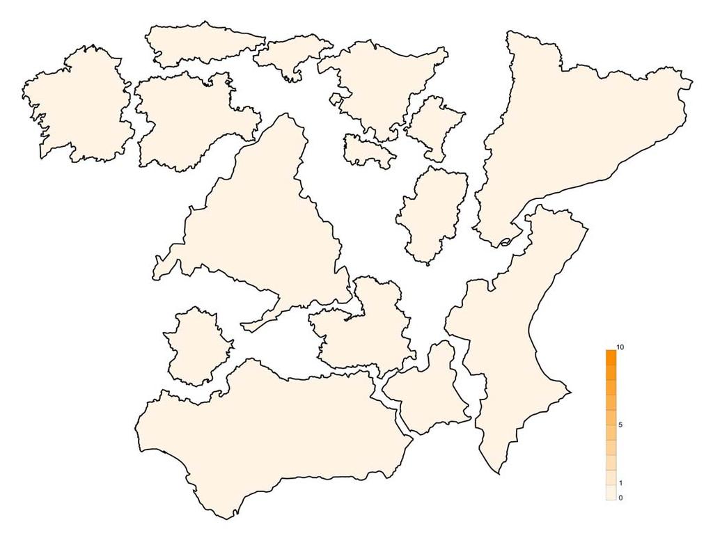España política unidad: habitantes (mapa con igual densidad: hab/sup) La España política, la de la población, ofrece una imagen muy diferente.