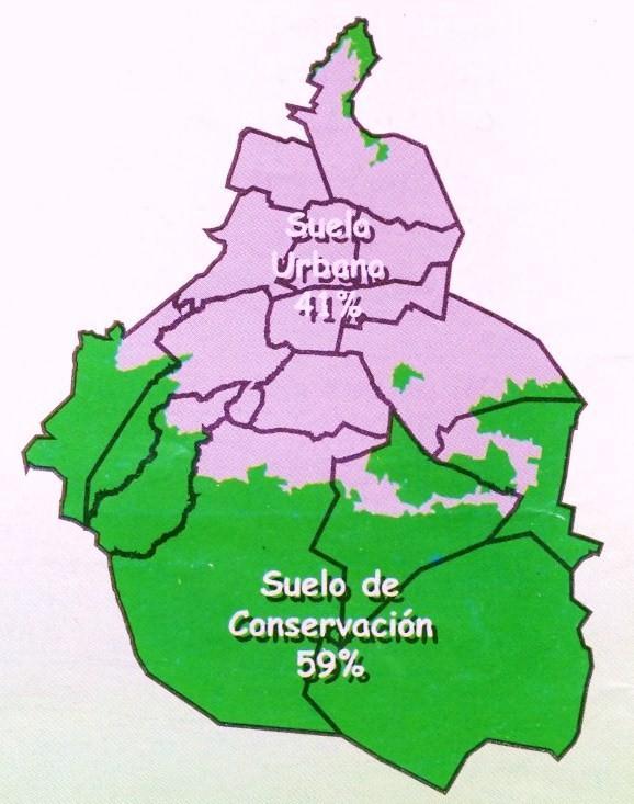 Figura 2.3 Clasificación del uso de suelo en el D. F. FUENTE: PROGRAMA GENERAL DE ORDENAMIENTO ECOLÓGICO, D. F., 1997.