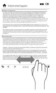 Pasar las páginas: El Sense reconoce los gestos. Se puede ir a la página siguiente o retroceder a la página anterior al deslizar los dedos por la pantalla.