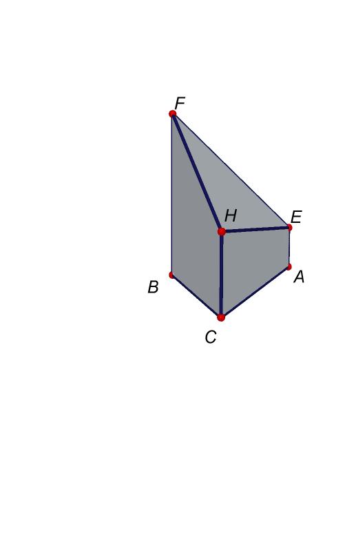 Abril, 5: Sea el triángulo ABC, AB 6, BC 8, AC 0 Perpendicularmente al plano que determina el triángulo se levantan AE, BF 8, CH Determinar el área y el volumen del sólido ABCEFH El triángulo ABC es