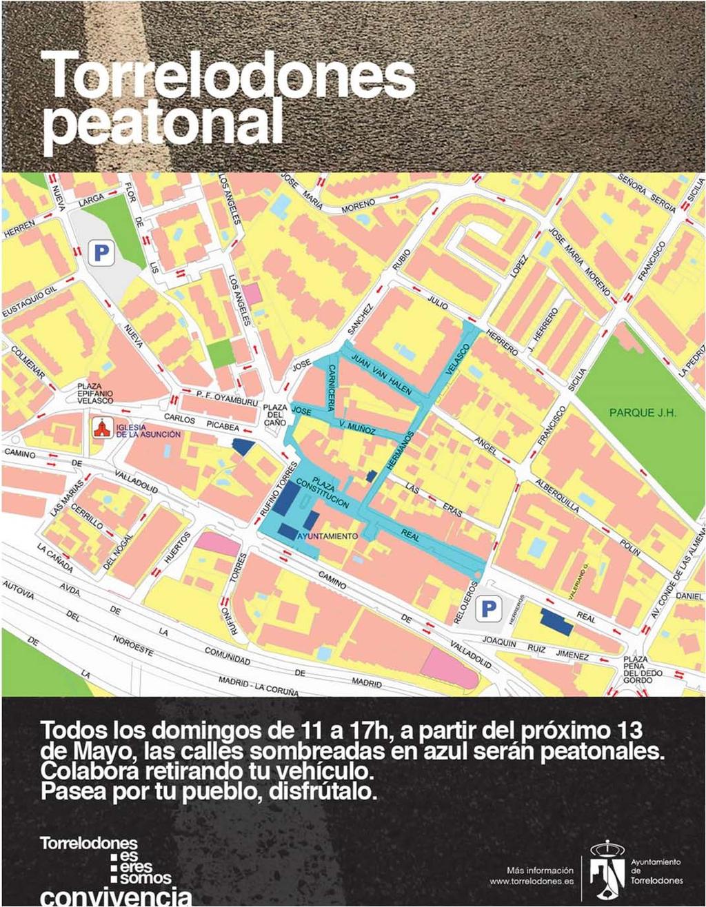 Uno de los objetivos a lograr, priorizados en el Plan de Movilidad, es incrementar los espacios públicos peatonales en los dos centros urbanos de Torrelodones Se inició el camino peatonalizando en