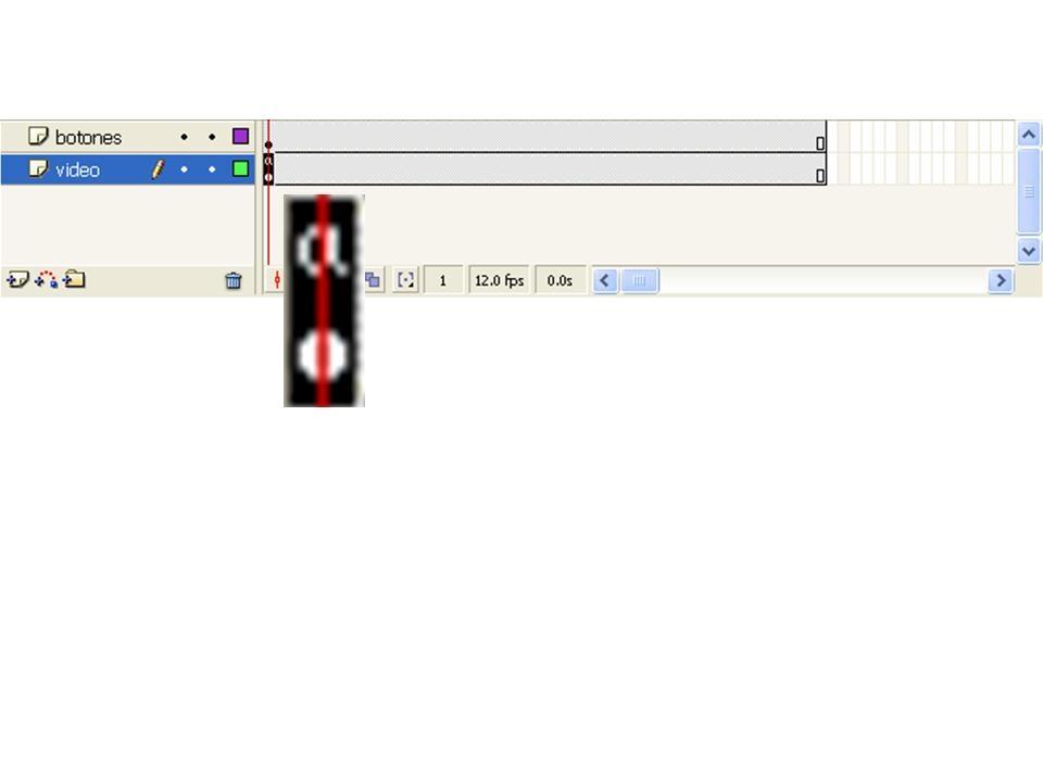11 Ubicación de las acciones: * Seleccione el frame (fotograma) 1 del layer (capa) video y asígnele un stop en el actionscript; para esto abra el