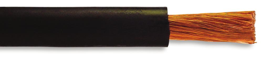 Conductor de cobre electrolítico, extraflexible clase VI, separador cinta de poliéster, cubierta mezcla EM5 caucho policloropreno vulcanizado (PCP), color negro.
