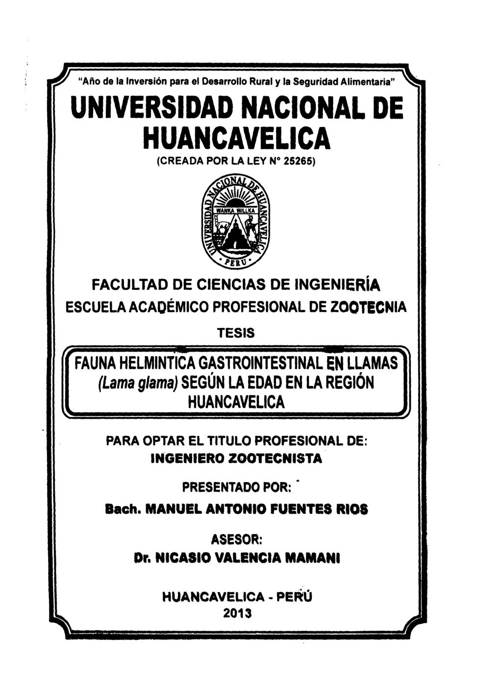 Universidad Nacional De Huancavelica Creada Por La Ley No 25265