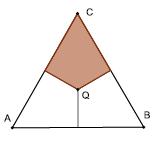 Preparación OME Solución : Si Q es el ortocentro del triángulo tenemos que los casos favorables son la región sombreada y los casos posibles son todos los puntos del triángulo ABC.