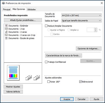 Opciones de impresión de múltiples páginas - Windows Ajustes de tipo de papel - Software de impresión Cómo seleccionar opciones adicionales de composición e impresión - Epson Universal Print Driver -