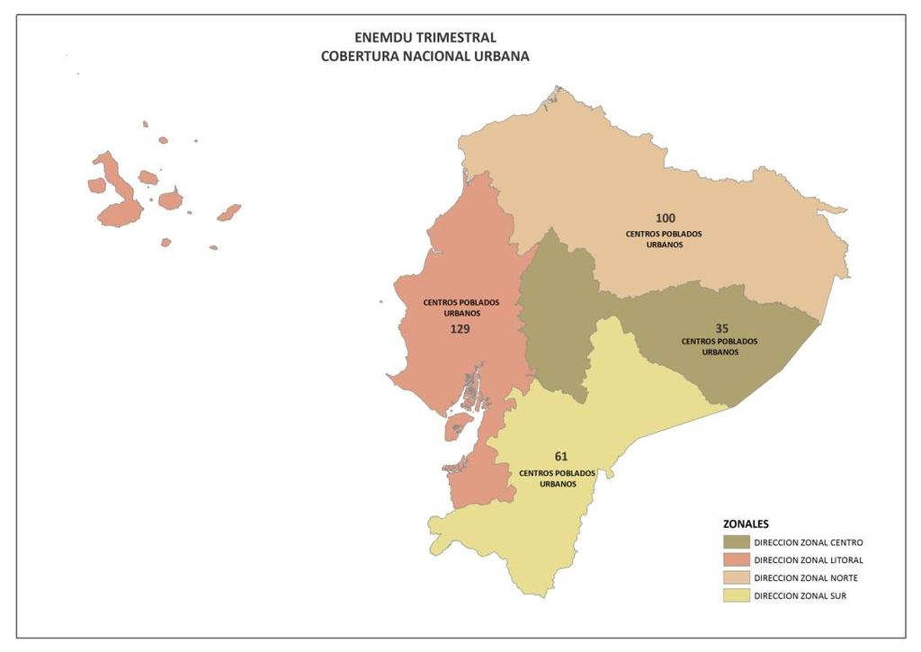 Número de centros poblados urbanos rurales: 322 Encuesta Semestral Cobertura: nacional, regional y