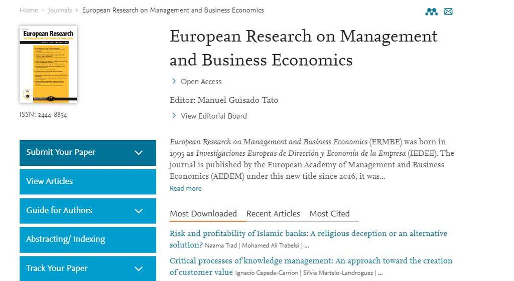1.5 EUROPEAN RESEARCH ON MANAGEMENT AND BUSINESS ECONOMICS