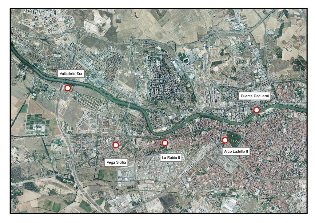 El despliegue de la RCCAVA en 2014 se muestra en la fotografía siguiente: Como tal la RCCAVA está formada por seis estaciones que pertenecen al Ayuntamiento de Valladolid.