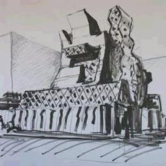ZONA II: MUSEO PABLO SERRANO - Fotografías del Archivo del Estudio José Manuel Pérez Latorre. - Originales: bocetos y dibujos. - Maqueta del Museo Pablo Serrano (reforma 1993).