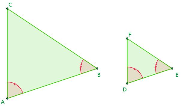 CAB = F DE ABC = DEF ABC DEF Dos triángulos son semejantes si tienen dos ángulos respectivamente congruentes. 2.