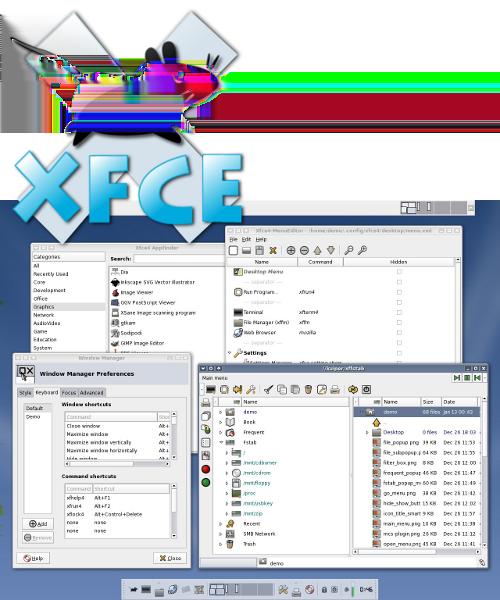 XFCE4 Entorno de escritorio ligero donde los programas se cargan rápidamente ahorrando recursos.