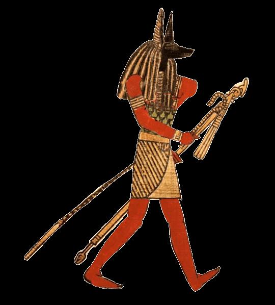 Anubis es un dios maestro de las necrópolis y patrón de embalsamadores, representado