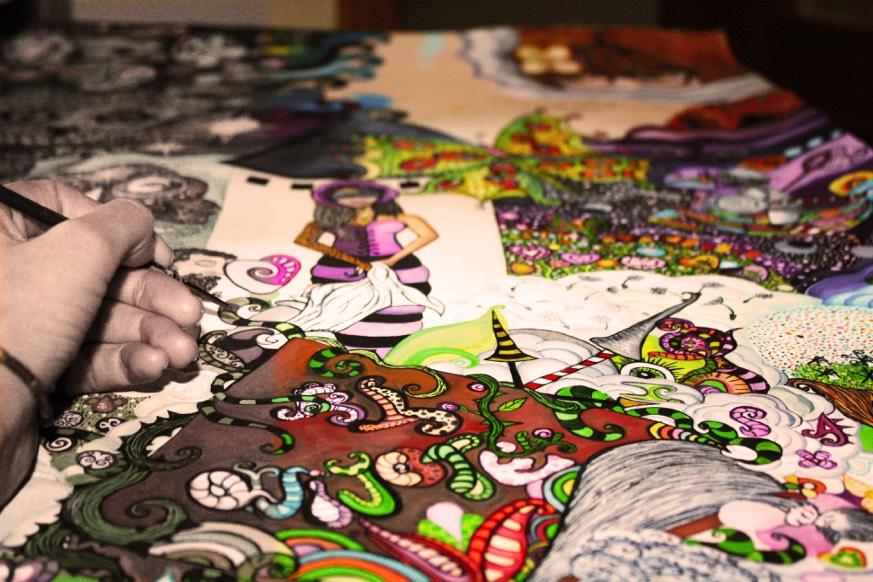 Miles de puntos y pinceladas de colores vibrantes son los protagonistas de su obra.
