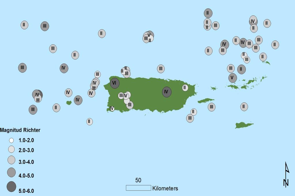 Este sismo moderado fue sentido en todo Puerto Rico, Islas Vírgenes y en República Dominicana. El mismo fue localizado en Moca, Puerto Rico; en la latitud 18.400 N y la longitud 67.