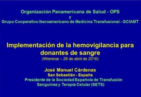 Introducción Servicios de Sangre OPS Webinars en Medicina Transfusional