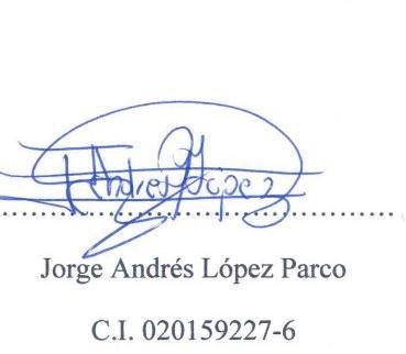 AUTORIA DE LA INVESTIGACIÓN Yo Jorge Andrés López Parco, con cédula de identidad No 001597-6; hago referencia como autor del presente trabajo de investigación, titulado EROSIÓN HÍDRICA EN LA UNIDAD