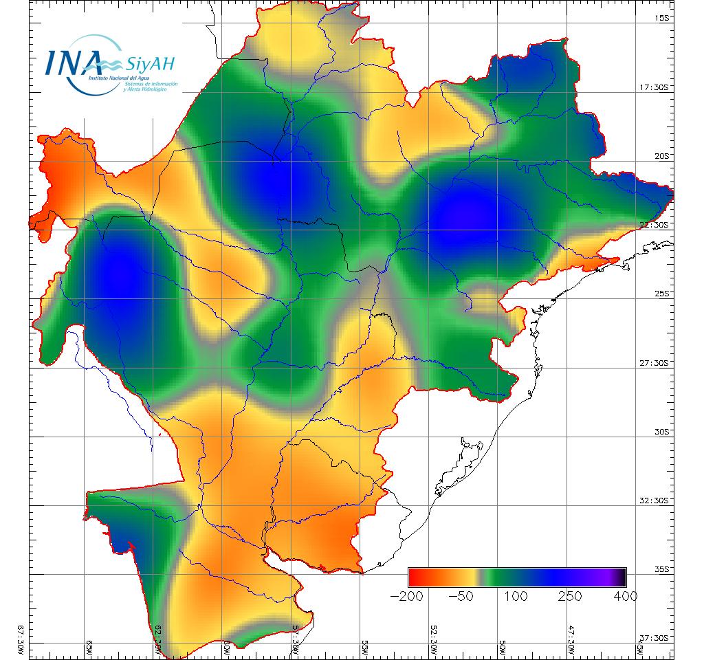 Se presenta en la Figura 4 los mapas de anomalías de lluvias correspondientes a los meses de Noviembre-Diciembre 2015 y Enero 2016.