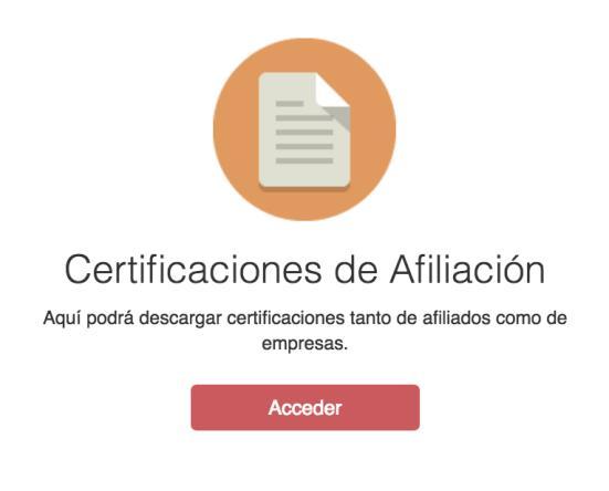 En esta opción usted podrá descargar tres tipos de certificaciones: Listado Trabajadores Certificado Afiliación Empresa Certificado de Trabajador (Con y sin beneficiarios) En esta opción usted podrá