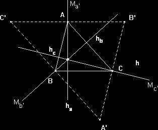 Análogo razonamiento nos lleva a deducir que la mediatriz del lado A'C' del triángulo A'B'C', coincide con la altura del triángulo ABC respecto del lado AC.